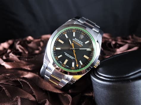 Rolex Milgauss Verde Green GV glass vetro verde blue blu full set